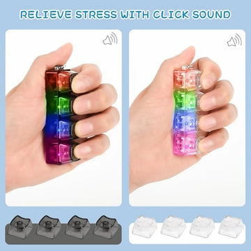 1PC Light Up Keyboard Keychain Stress Relief Clickable LED Button Toy for People with Anxiety Office Desk Accessory Apsilon