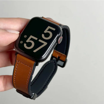 Leather+Silicone Strap For Apple Watch Band Ultra 49mm 44mm 45mm 41mm 46mm 40mm 42mm Magnetic Bracelet iwatch Series 10 9 8 7 6 Apsilon