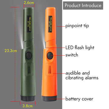 Treasure Hunter GT110 Handheld Metal Detector Pinpointer Pointer Probe Anti-scratch Metal Pinpointing Waterproof 360 Degree Scan Apsilon