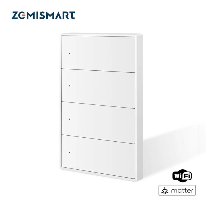 Zemismart Matter WiFi 1 2 3 4 6 Gangs Smart Wall Light Switch Neutral Required with Big Button SmartThings App Homekit Control Apsilon