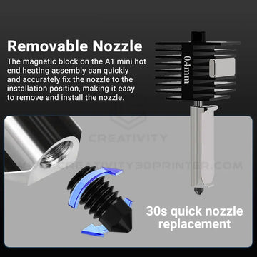 A1/A1 Mini Upgrade Hotend Kit Hardened Steel Replaceable Nozzle 0.2/0.4/0.6/0.8mm High Speed Wear Resistant Hot End Assembly For Bamboo Lab A1/A1 Mini/A2L 3D Printer Parts Apsilon