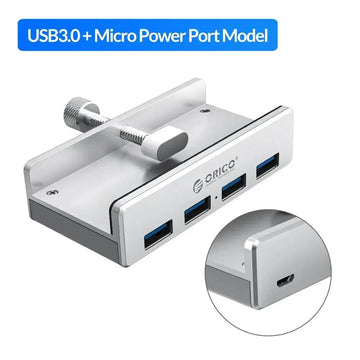 ORICO MH4PU 5GBPS Data Transmission Hub Aluminum 4 Ports USB 3.0 Clip HUB with Power Supply High Speed for MAC OS PC Apsilon