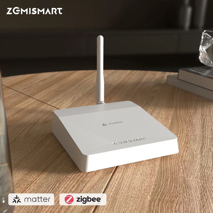 Zemismart Matter Zigbee Gateway with Antenna Smart Home Hub Bridge Works with Tuya App Homekit Google Home App Smartthings App Apsilon