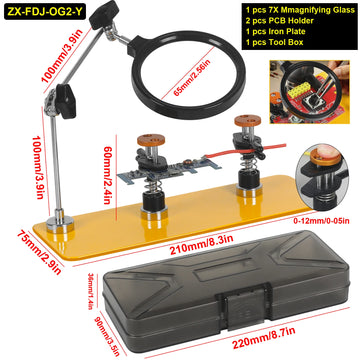 Toolour Magnetic Adjustable PCB Holder Helping Hands Soldering Tool with 7X HD Magnifying Glass Electronic Repair Solder Tools Apsilon