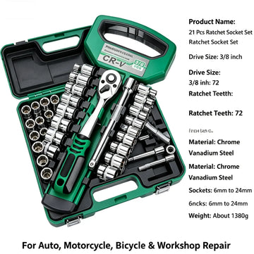 HTMCK 72 Drive Socket Set 1/4"-3/8"-1/2", Ratchet Wrench Sockets Compact Sockets for Car Repair Mechanic Tool for Auto Repair Apsilon