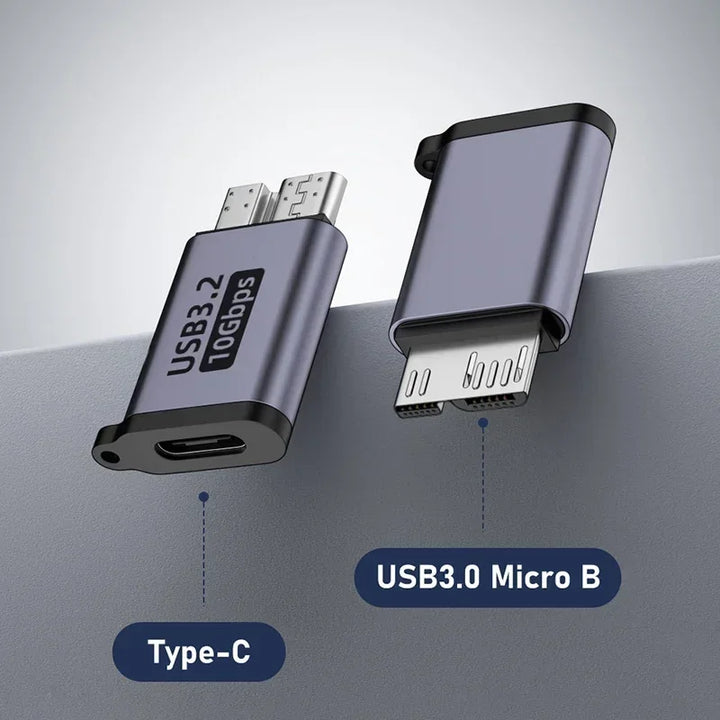 Micro B USB C 3.0 Male to Type C Female Adapter Type-C USB3.0 Micro B Connector for External Hard Drive Disk HDD Cable Adapter Apsilon