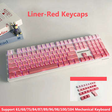 Red Contour Side Printed Shine Through Keycaps Cherry Profile Double Shot PBT Keycap for Gateron MX Switches Mechanical Keyboard Apsilon