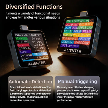 ALIENTEK USB Tester C2 Digital Voltmeter Charging Power Detector PD3.2 Battery Tester Fast Charge Detection Trigger Apsilon
