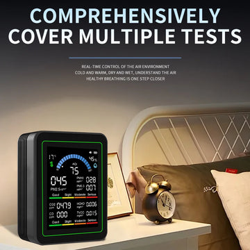 10-in-1 Air Quality Monitor Carbon Dioxide Monitor Formaldehyde Detector Temperature and Humidity Monitor 1PC Apsilon