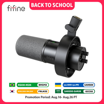 FIFINE USB/XLR Dynamic Microphone with Shock Mount,Touch-mute,Headphone Jack&Volume Control,for PC or Sound Card Recording -K688 Apsilon