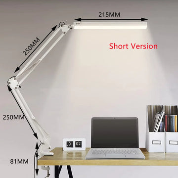 10W LED Desk Lamp with Clamp Adjustable Swing Arm Dimmable Table Light 3 Color Modes 10 Brightness Levels Eye-Caring USB Reading Apsilon