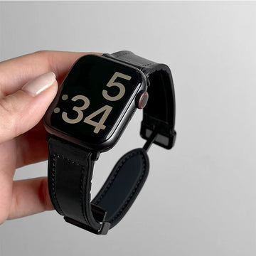 Leather+Silicone Strap For Apple Watch Band Ultra 49mm 44mm 45mm 41mm 46mm 40mm 42mm Magnetic Bracelet iwatch Series 10 9 8 7 6 Apsilon