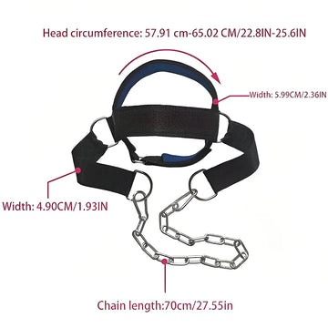 Head Neck Iron ChainTraining Harness Exercise Cervical Spine Strap Adjustable Power Gym Fitness Weight Bearing Cap Socket Device Apsilon