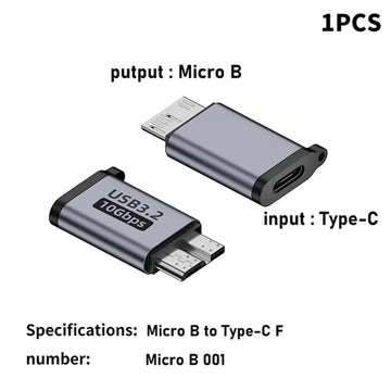Micro B USB C 3.0 Male to Type C Female Adapter Type-C USB3.0 Micro B Connector for External Hard Drive Disk HDD Cable Adapter Apsilon