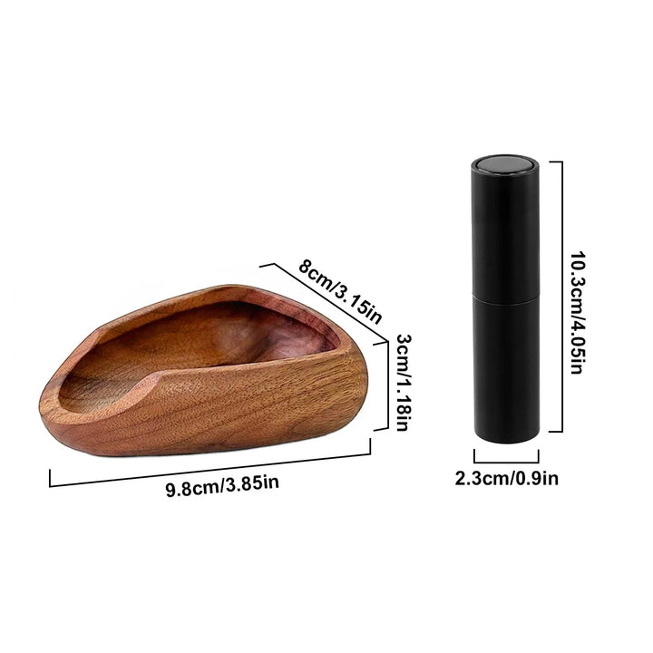 Wooden Coffee Bean Tray with Sleek Black Sprayer, Wood Dish for Coffee Beans, Perfect for Coffee Enthusiasts and Baristas