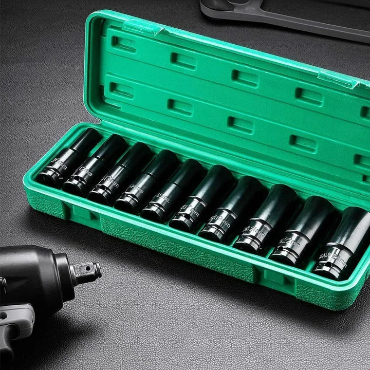 1/2Inch Drive 6-Point Impact Socket Set 10-Piece Metric Sizes 8-24m/10-24mm Carbon Steel Impact Socket Set with Hard Storage Box Apsilon