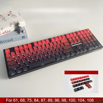 Red Contour Side Printed Shine Through Keycaps Cherry Profile Double Shot PBT Keycap for Gateron MX Switches Mechanical Keyboard Apsilon