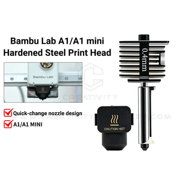 A1/A1 Mini Upgrade Hotend Kit Hardened Steel Replaceable Nozzle 0.2/0.4/0.6/0.8mm High Speed Wear Resistant Hot End Assembly For Bamboo Lab A1/A1 Mini/A2L 3D Printer Parts Apsilon