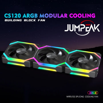 JUMPEAK CS120 ARGB Cooling Fan 360mm Modular Stackable Splicing PWM Silent 120mm RGB Fans Kit For Gaming PC Case Water Cooler Apsilon