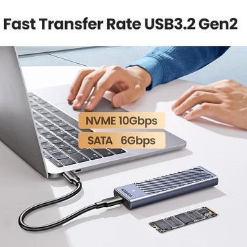 UGREEN M2 SSD Case M.2 NVMe SATA SSD Enclosure Adapter 10Gbps USB 3.2 Gen2 USB C External Enclosure Supports M and B&M Keys Apsilon