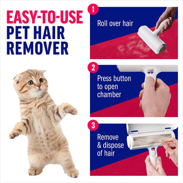Pet Hair Remover Roller - Dog & Cat Fur Remover with Self-Cleaning Base - Efficient Animal Hair Removal Tool - Perfect for Furni Apsilon