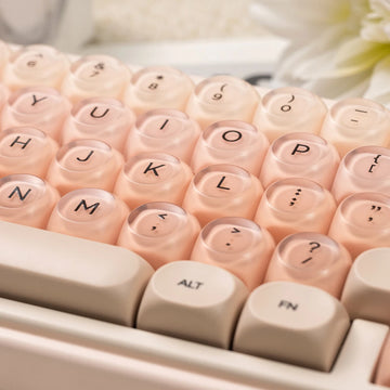 132 Keys Liquid Foundation keycaps HOA Profile PBT+PC Round Pink Cute Keycap Sets for MX Mechanical Keyboard Keycaps Apsilon