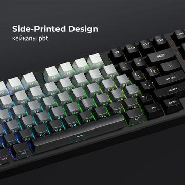 XVX Russian 135 Keys Side Print Shine Through Keycaps for Mechanical Keyboard PBT Gray Keycap RU Layout with Backlight Apsilon