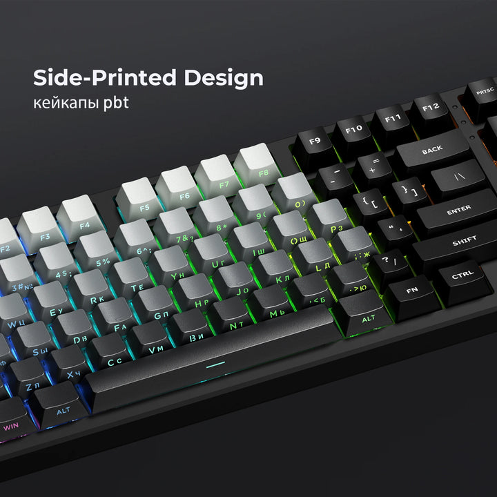 XVX Russian 135 Keys Side Print Shine Through Keycaps for Mechanical Keyboard PBT Gray Keycap RU Layout with Backlight Apsilon