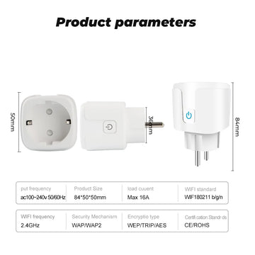Smart Socket EU 20A Wifi Smart Plug  Power Monitoring Smart Home Voice Control Support Google Assistant Alexa Alice Apsilon