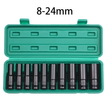 1/2Inch Drive 6-Point Impact Socket Set 10-Piece Metric Sizes 8-24m/10-24mm Carbon Steel Impact Socket Set with Hard Storage Box Apsilon
