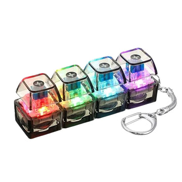1PC Light Up Keyboard Keychain Stress Relief Clickable LED Button Toy for People with Anxiety Office Desk Accessory Apsilon