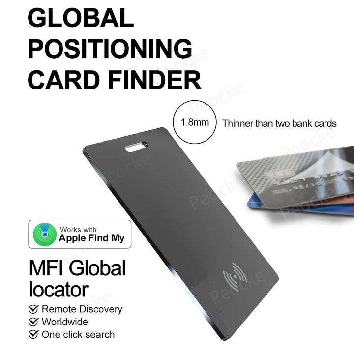 Wallet Anti-loss Card Location Tracking GPS Smart Tag with iPhone Find My Bluetooth Device Ultra-thin Card Wireless Charge IP67