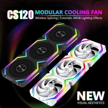 JUMPEAK CS120 ARGB Cooling Fan 360mm Modular Stackable Splicing PWM Silent 120mm RGB Fans Kit For Gaming PC Case Water Cooler Apsilon