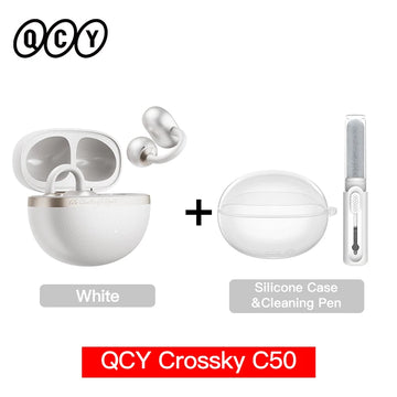 QCY Crossky C50 Open Ear Wireless Earbuds Bluetooth 6.0 Comfort Clip On Sports Earphone 4 Mic AI Clear Call Bass Boost Headphone Apsilon