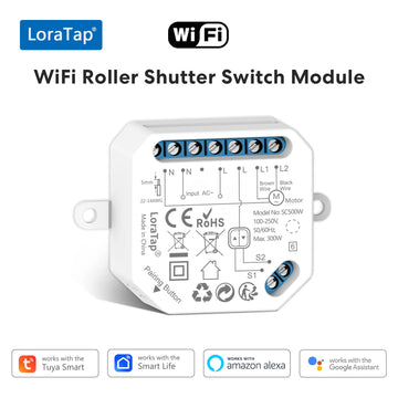 LoraTap Tuya Smart Life Roller Shutter Blinds Switch Relay Module Remote Control Timer Voice Control by Google Home Alexa Apsilon