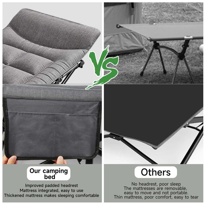 Outdoor Camping Bed Folding Garden Single Nap Bed with Storage Bag Portable Sleeping Cot for Office Home Beach Travel Hiking Bed Apsilon
