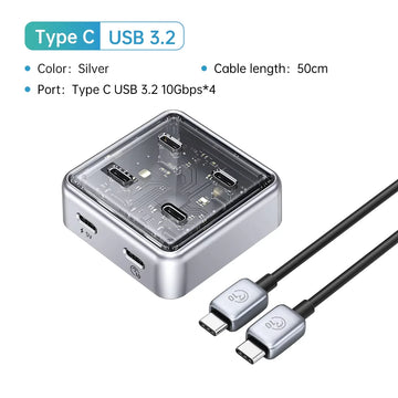 ORICO USB3.2 Hub Splitter Metal Material Usb Hub 10Gbps With 2 USB A Port and 2 USB C Port for All Macbook Mac Mini Apsilon
