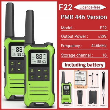 2pcs Baofeng F22/T22 Mini Walkie Talkie PMR Long Range Rechargable Portable Two Way Radio Type-C Charger for Camping Trip Apsilon