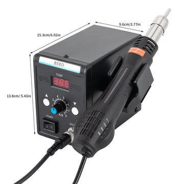 858D Hot Air Rework Station for Electronics Repairing Desoldering Welding, 220V SMD Soldering Station with Hot Air Gun+3 Nozzles Apsilon