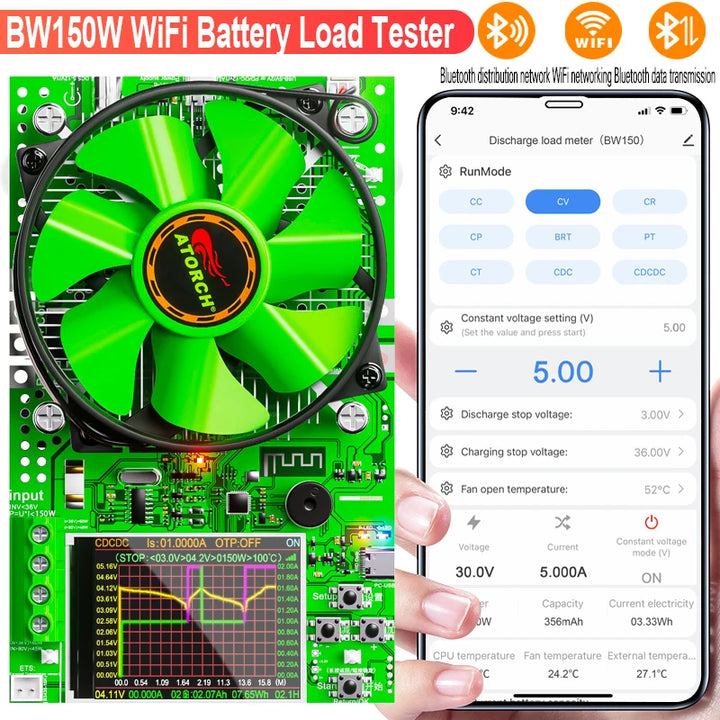 ‌Tuya WiFi Smart Battery Tester 18650 Capacity Meter USB Electronic Load Internal Resistance Detector with Real-Time APP Monitor Apsilon