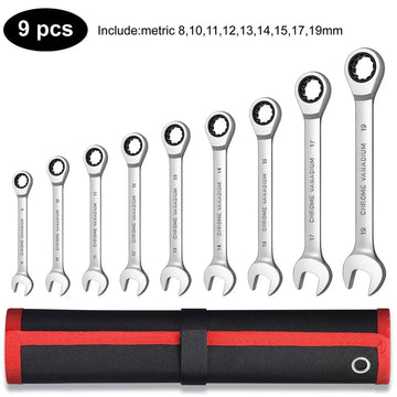 Key Ratchet Wrench Set 72 Tooth Gear Ring Torque Socket Wrench Set Metric Combination Ratchet Spanners Set Car Repair Tools Apsilon