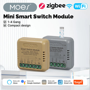 MOES Mini Smart Switch 1-4 Gang,WiFi/Zigbee DIY Module,Works with Alexa&Google Home,Timer&Voice Control,Home Automation Apsilon