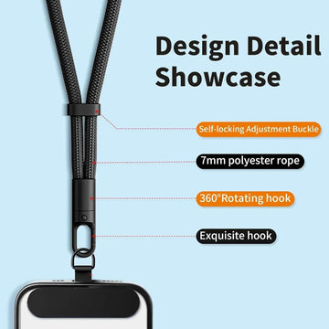 Universal Adjustable Mobile Phone Lanyard Short Wrist Strap with Self-locking Anti-drop Design Durable Polyester Phone Strap Apsilon