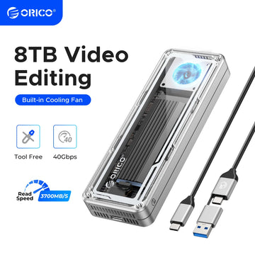 ORICO 40Gbps USB4 M.2 SSD Enclosure 8TB with with Cooling Fan PCIe4.0 NVME Enclosure Aluminum Compatible Thunderbolt 3/4 for Mac Apsilon