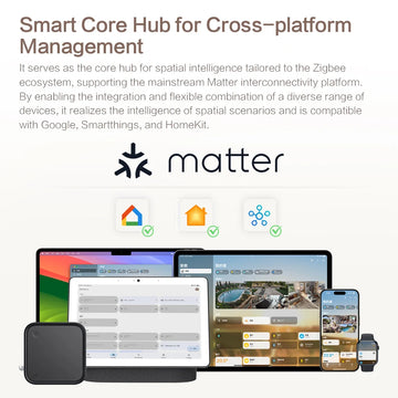 Zemismart Matter Zigbee Gateway with Antenna Smart Home Hub Bridge Works with Tuya App Homekit Google Home App Smartthings App Apsilon
