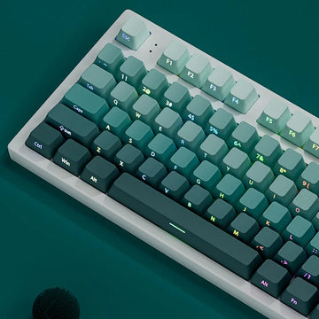 135 Keys Gradient Green Shine Through Keycaps Side Printed PBT Double Shot Keycaps OEM Profile for MX Switches Gaming Keyboards Apsilon