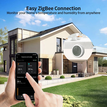 Work with Tuya Smart ZigBee Thermometer Home Indoor Temperature And Humidity Se nsor LCD Display APP Voice Control Alexa Google Home Assistant Apsilon