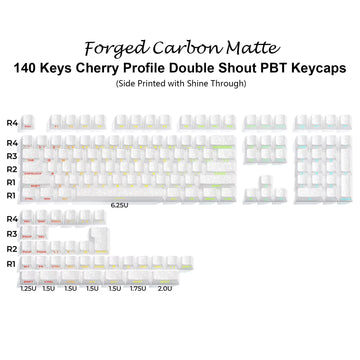 135 Keys Gradient Green Shine Through Keycaps Side Printed PBT Double Shot Keycaps OEM Profile for MX Switches Gaming Keyboards Apsilon