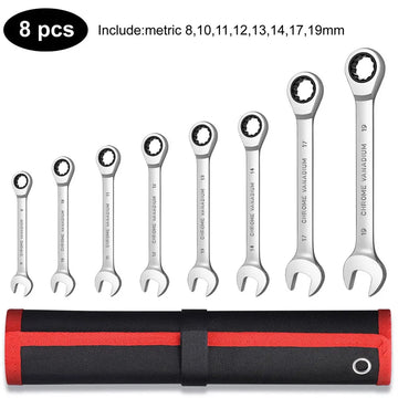 Key Ratchet Wrench Set 72 Tooth Gear Ring Torque Socket Wrench Set Metric Combination Ratchet Spanners Set Car Repair Tools Apsilon