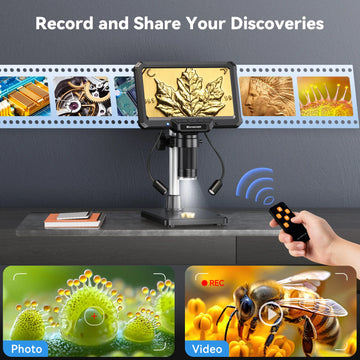 7inch Digital Microscope 1200X Magnification for Coin PCB Circuit Repair 16MP HD Soldering Microscope with Lights, PC View Apsilon